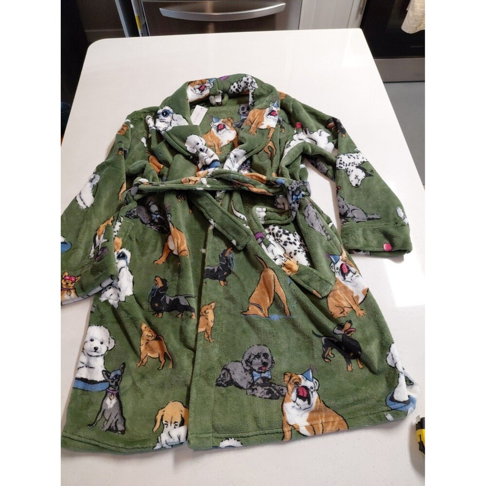 Vera Bradley Fleece Robe Dog Park  LARGE / XL Puppy Green New V639